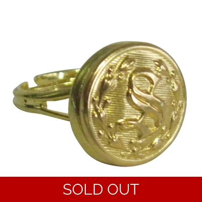 5/8" ADJUSTABLE "S" GOLD PLATED "SANTA" RING 5/8" ADJUSTABLE "S" GOLD PLATED "SANTA" RING